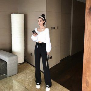 New Women Stylish White Shirt Blouse Wide Collar